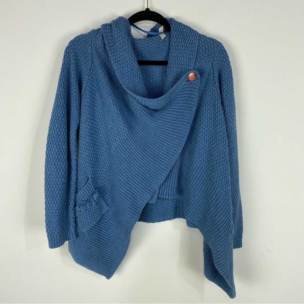 Matilda Jane Blue Wrap Around Cardigan Sweater Poncho Shrug